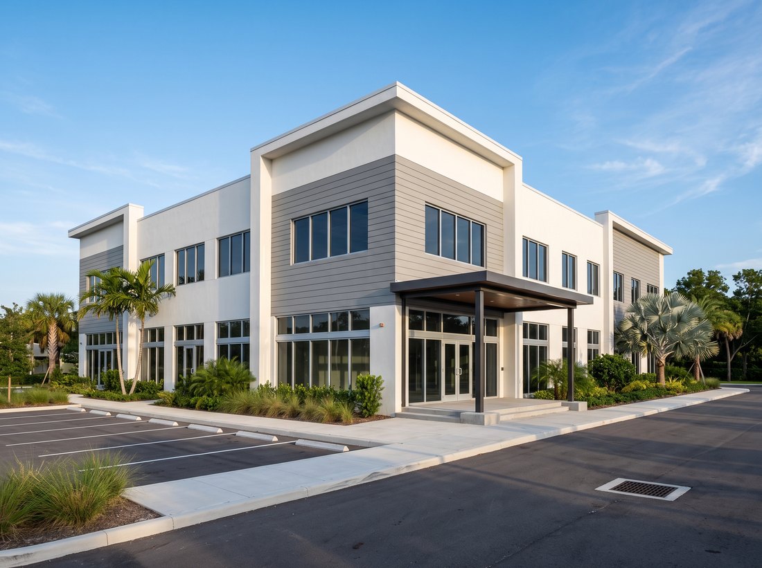 Two-Story Commercial Shell in daylight