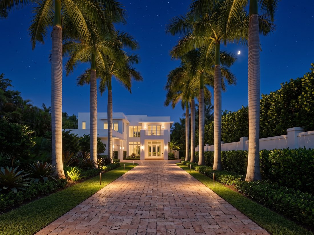 The same view after dark with the lighting on